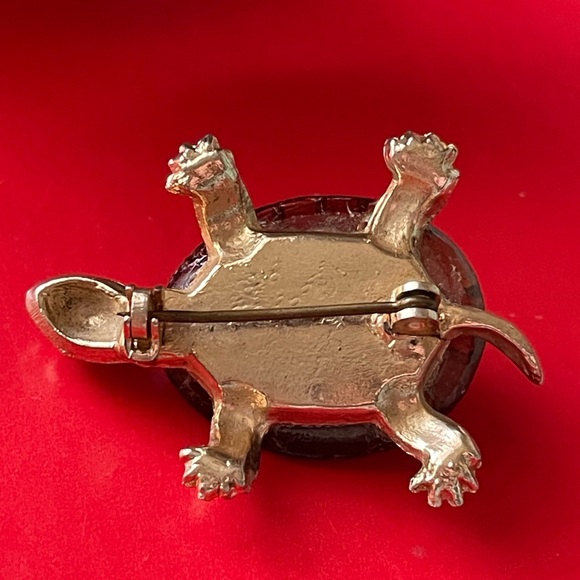 VINTAGE Brooch,Gold and Brown Turtle Brooch - Picture 8 of 8